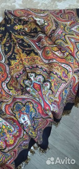 Павловопосадский платок,шерсть,большой