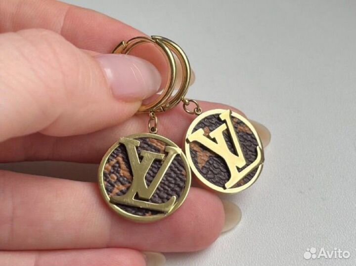 Серьги монетки, серьги конго с подвесками