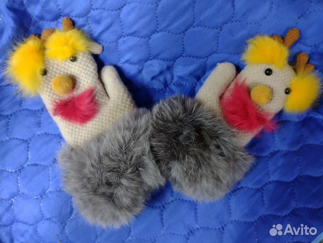 Детские варежки новые с натуральным мехом