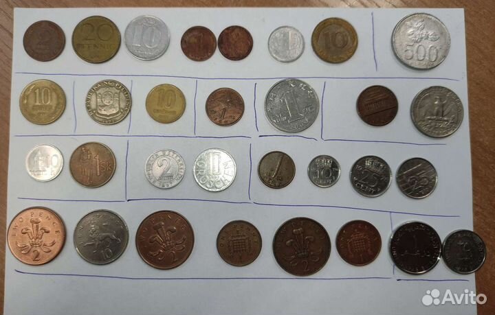 Монеты коллекция 116 шт 40 стр без повторов иностр