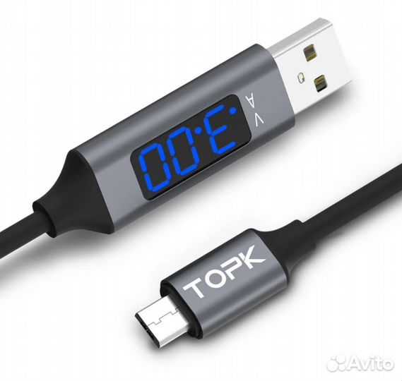 Микро юсб с (ампер, вольт.метром) кабель