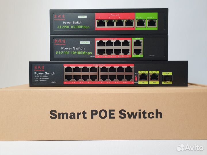 Сетевой PoE-коммутатор PoE-switch 8+2 порта