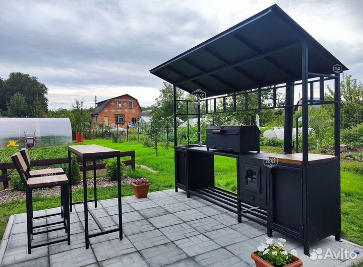 Мангал с крышей, мангал, печь, гриль, казан