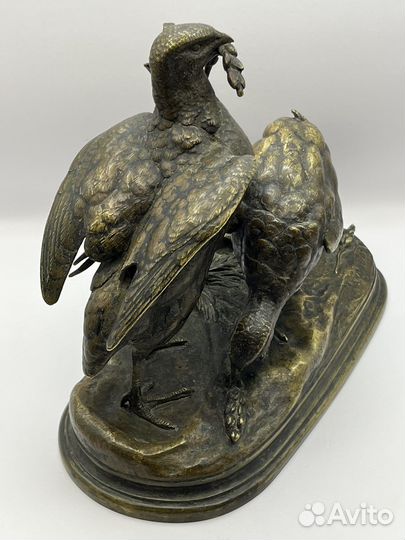 Статуэтка антикварная Птенцы, Муанье, бронза XIX в