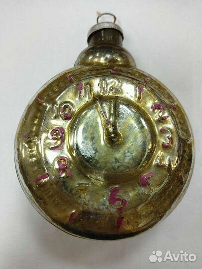 Ёлочная игрушка Часы Будильник СССР