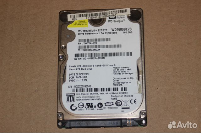 Жесткий диск Western Digital 160 гб WD1600bevs купить в Санкт ...