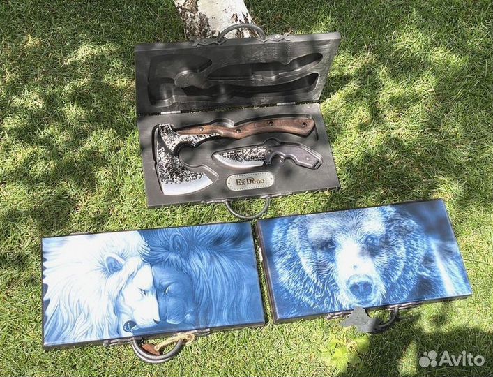 Топор + нод деревянном подарочном кейсе