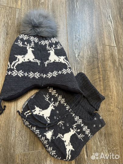 Шапка и снуд зимний комплект, новый