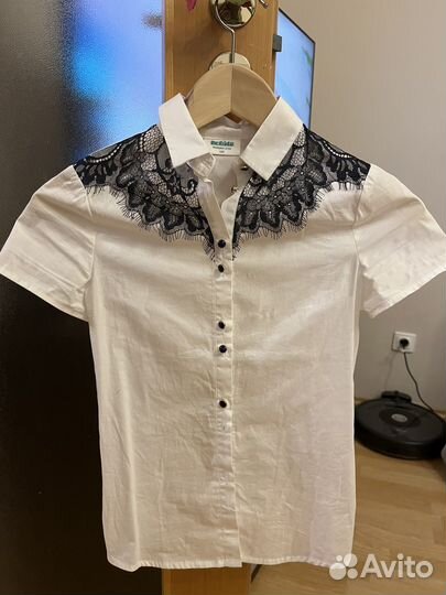 Белая рубашка для девочки 140