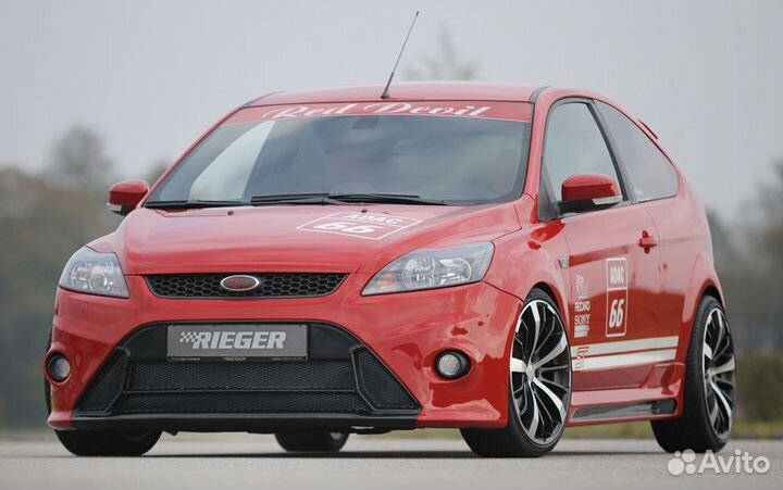 Ford Focus 2 04-11 Накладки на пороги Rieger