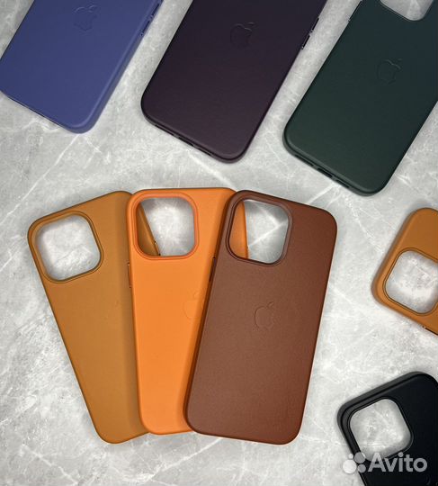 Чехол на iPhone 13 pro 14 pro Leather Case Magsafe