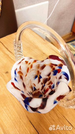 Ваза - корзина цветное стекло