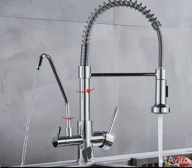 Смеситель для кухни с фильтром сатин аэратор