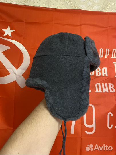 Мужская шапка ушанка с эмблемой мчс 56 размер