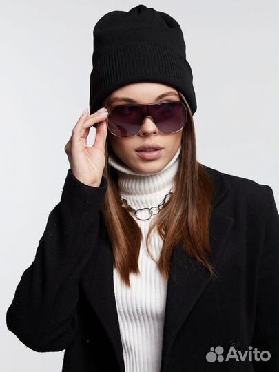 Двойная теплая шапка мелкой вязки Шапки Оптом