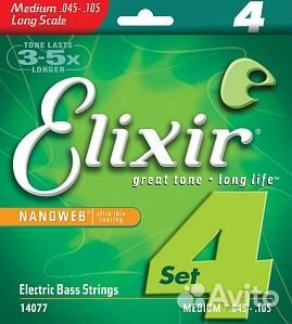 Струны для Бас гитары 45-105 Elixir 14077 Nanoweb