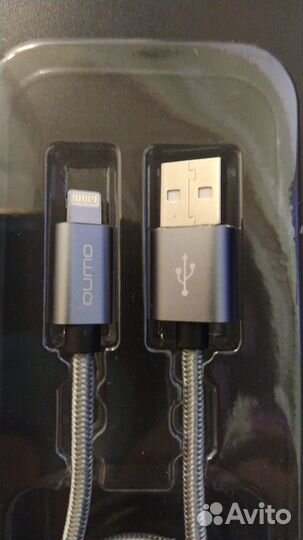 Кабель qumo Lightning-USB А 2м iPhone, в оплетке