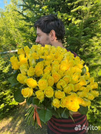 Лимонные розы. Букет из Жёлтых роз