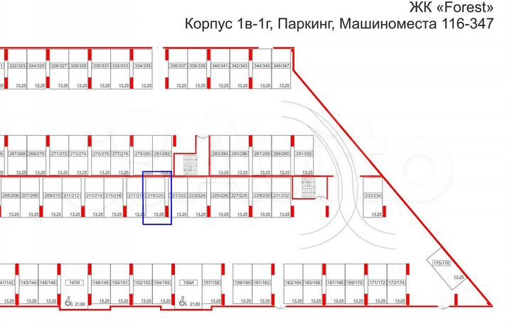 Машиноместо, 13 м²