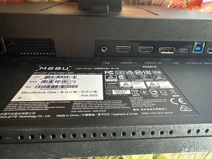 Монитор gigabyte M28U 4K,IPS, 144hz