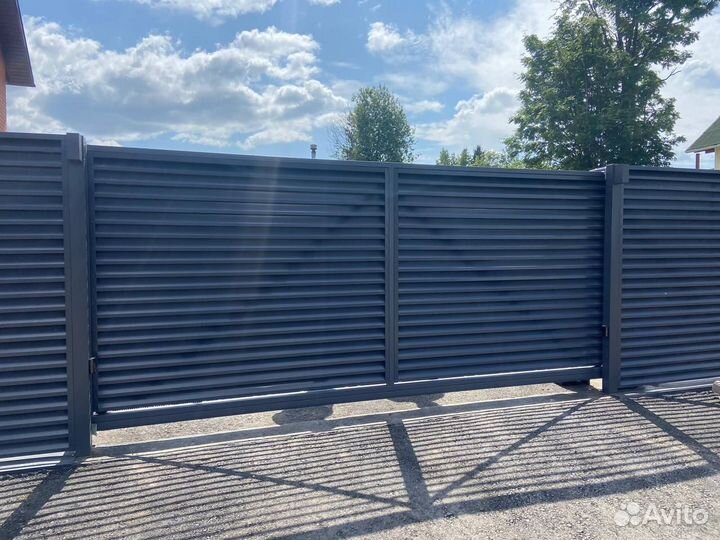 Откатные ворота алютех под ключ с доставкой