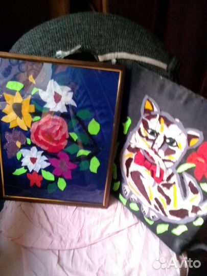 Картина из тканей на ткани