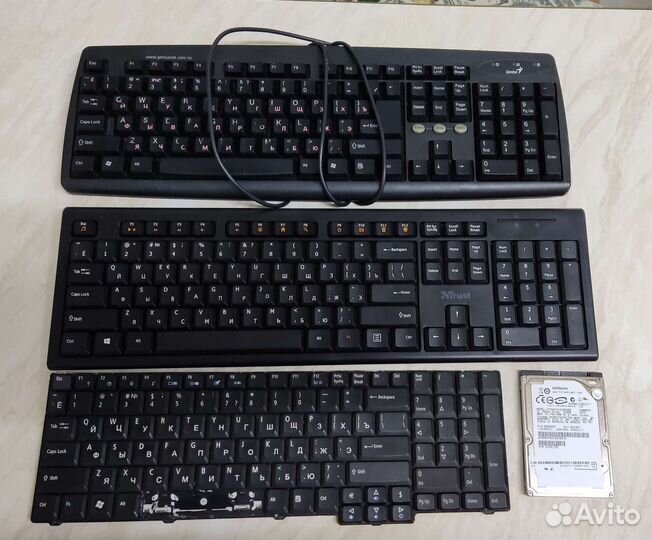 2 Клав., панель для ноутбука, ж. диск не работают