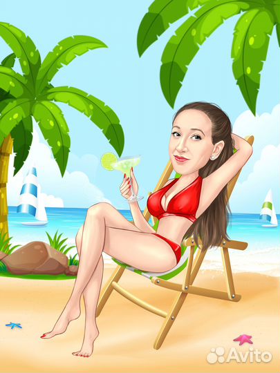 Шарж по фото. Портрет на холсте