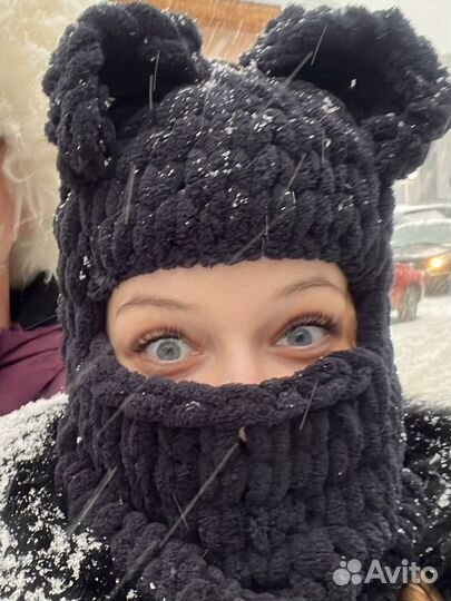 Балаклава вязаная с ушками