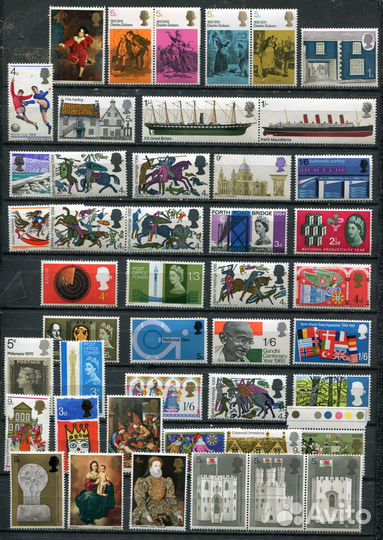 Почтовые марки Великобритании после 1952 г 45 шт