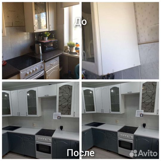 Реставрация покраска кухонного гарнитура
