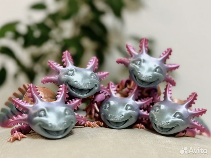 Аксолотль игрушка, подвижный дракон, 3D печать