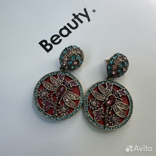 Серьги Heidi Daus цветы стрекоза и бабочки