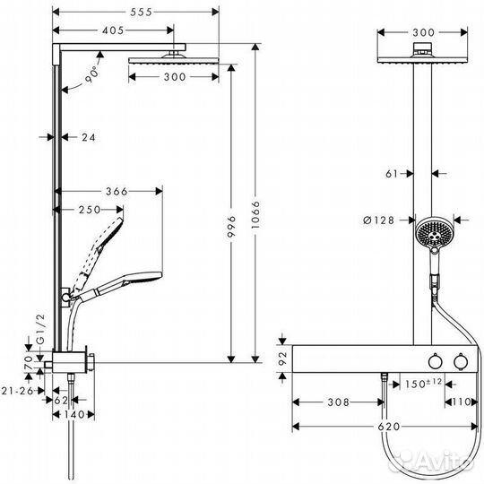 Душевая система Hansgrohe Raindance E, хром (27363