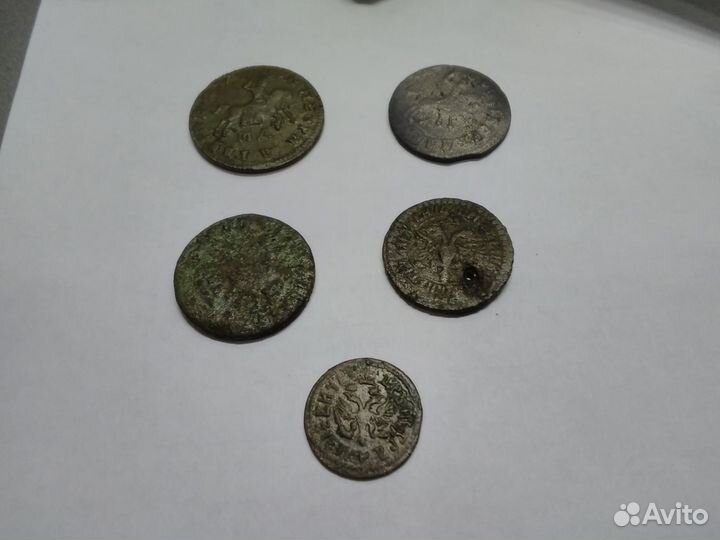 Лот 5 монет Петр 1. Цена за всё