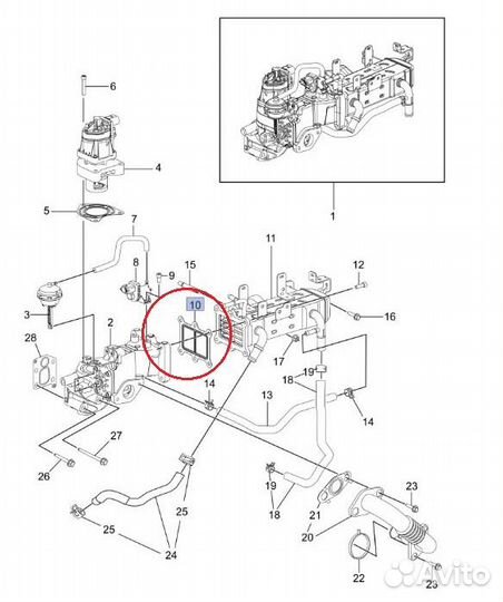 Прокладка радиат. EGR 96994655 GM Captiva C140 2,2