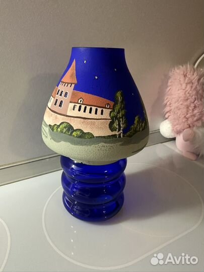 Подсвечник со стеклянной колбой, ручная роспись