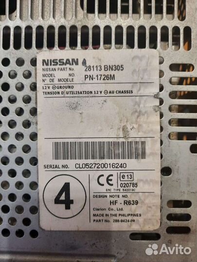 Штатная магнитола Nissan Almera N16 дорестайлинг