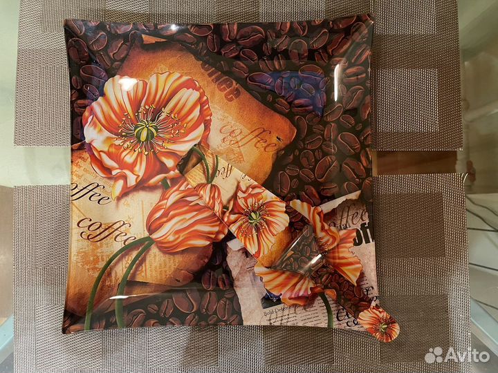 Блюдо стеклянное с лопаткой новое