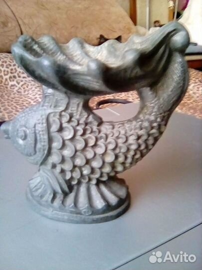 Пепельница чугунная Рыбка с ракушкой СССР