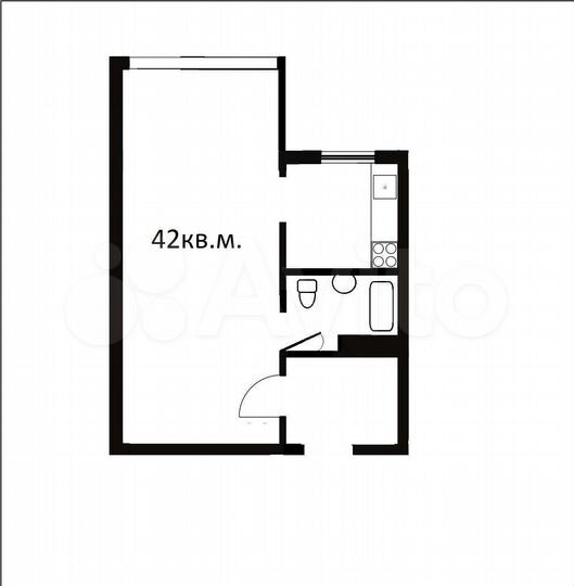 1-к. квартира, 42 м², 1/9 эт.