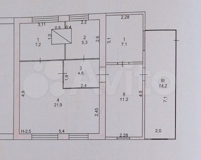 2-к. квартира, 49,8 м², 1/1 эт.