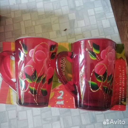 Кружки стеклянные, новые