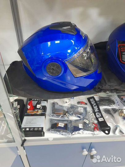 Мото шлем модуляр мотошлем BLD синий защита DOT
