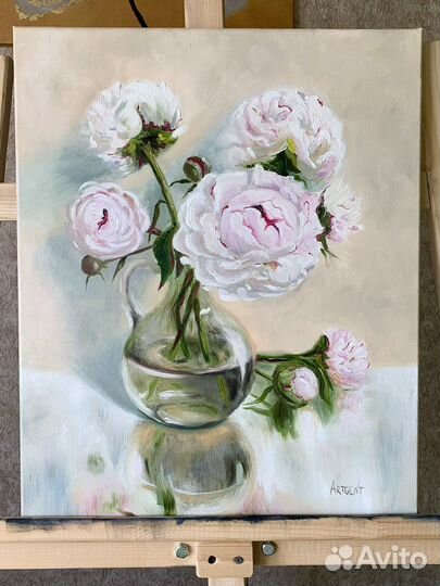 Картина маслом на холсте Пионы