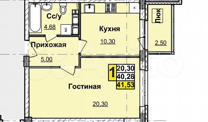 1-к. квартира, 41,5 м², 10/10 эт.