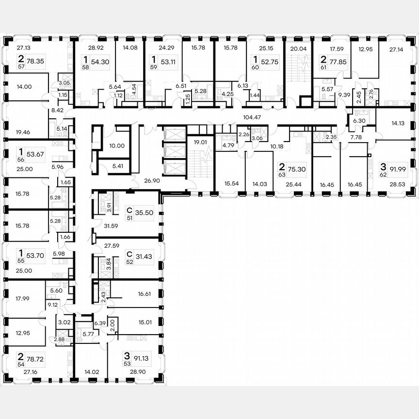 3-к. апартаменты, 89,7 м², 6/21 эт.