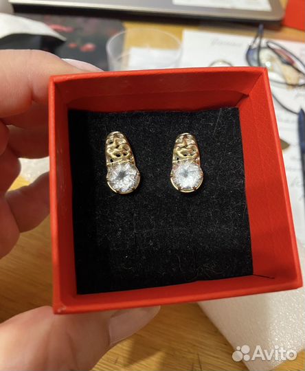 Серьги бронза+горный хрусталь