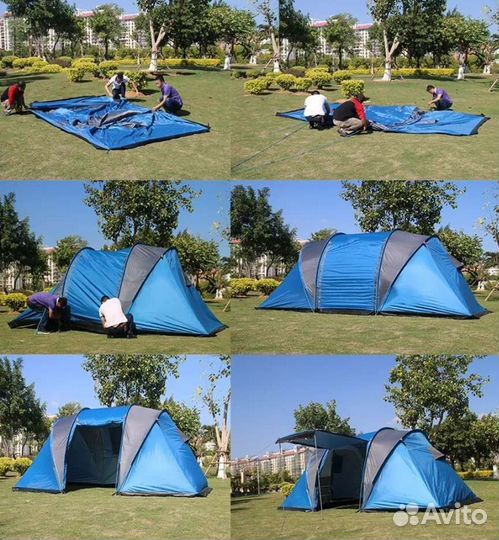 Палатка 4х местная с тамбуром + 2 комнаты