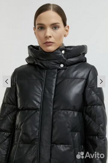 Женский кожаный пуховик 46-48